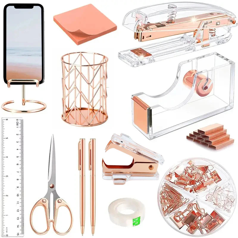 Premium Schreibtisch-Set – Stilvolle Büroorganisation in Roségold oder Gold