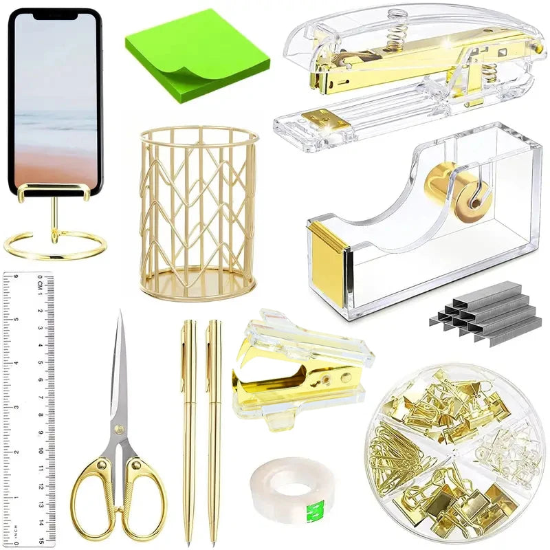 Premium Schreibtisch-Set – Stilvolle Büroorganisation in Roségold oder Gold