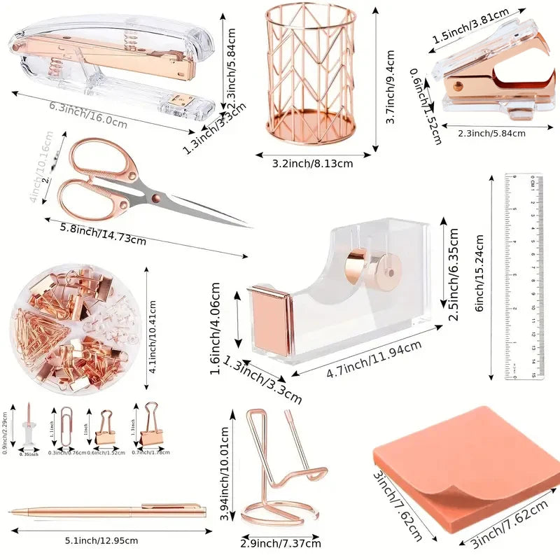 Premium Schreibtisch-Set – Stilvolle Büroorganisation in Roségold oder Gold